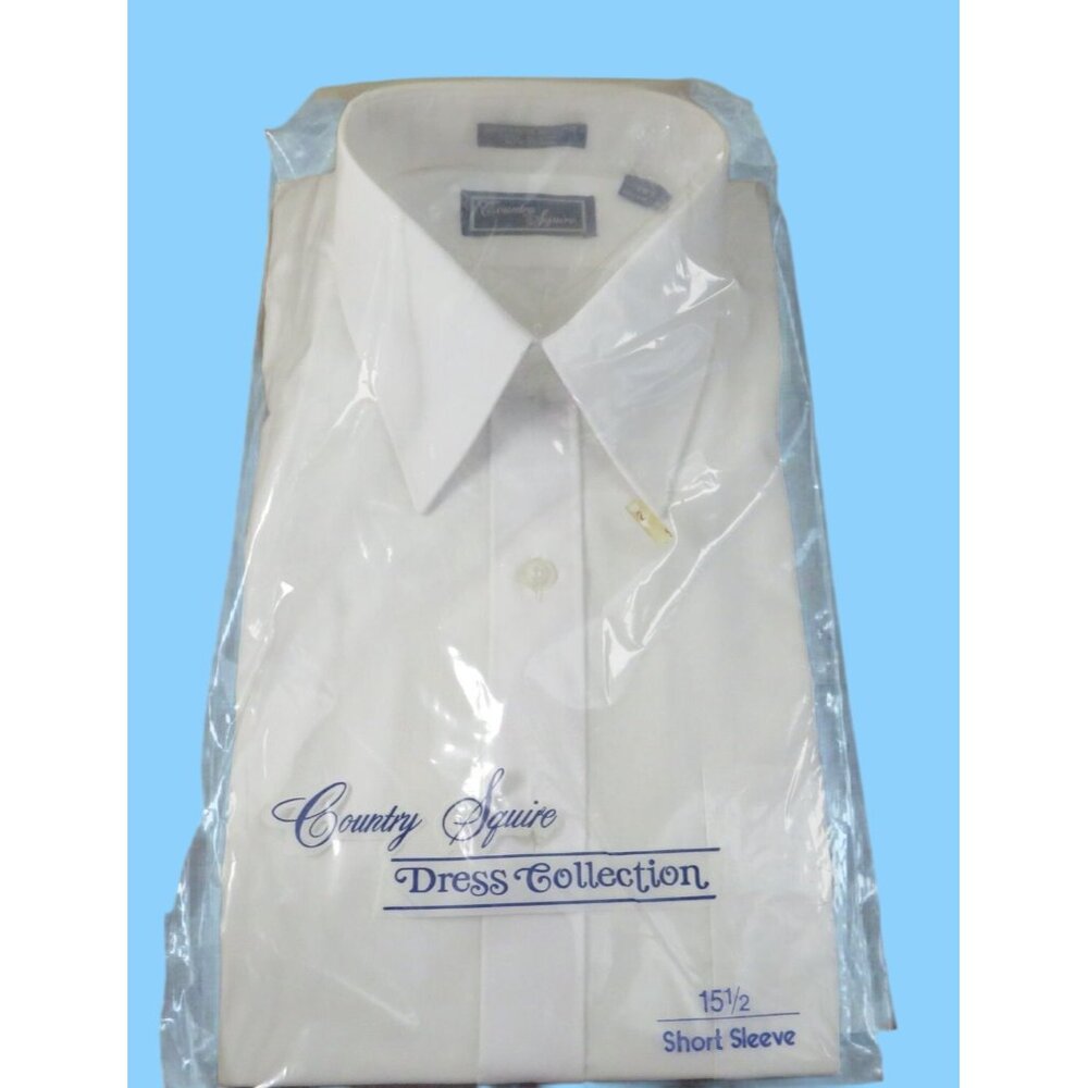 Country Squire Dress Collection White Short Sleeve Button-Up Shirt 15 1/2